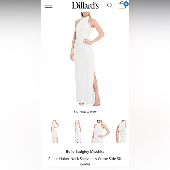 Belle Badgely Mischka - Reese Halter Neck Sleeveless Crepe Side Slit Gown - Picture 1 of 7